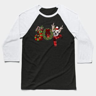 Christmas Joy Dwarf Stocking Reindeer White Chihuahua Baseball T-Shirt